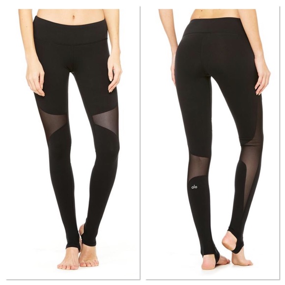 ALO Yoga Pants - Alo Yoga Black Coast mesh panel stirrup leggings